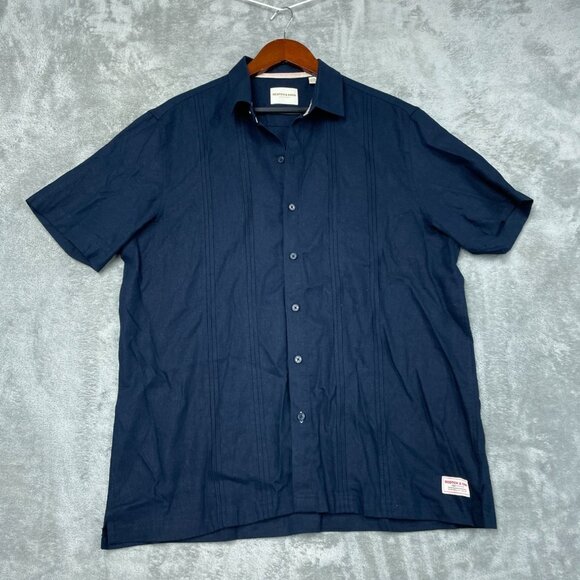 Scotch & Soda Mens Blue Button-Up Shirt Large Linen Blend a1481 - Picture 1 of 7